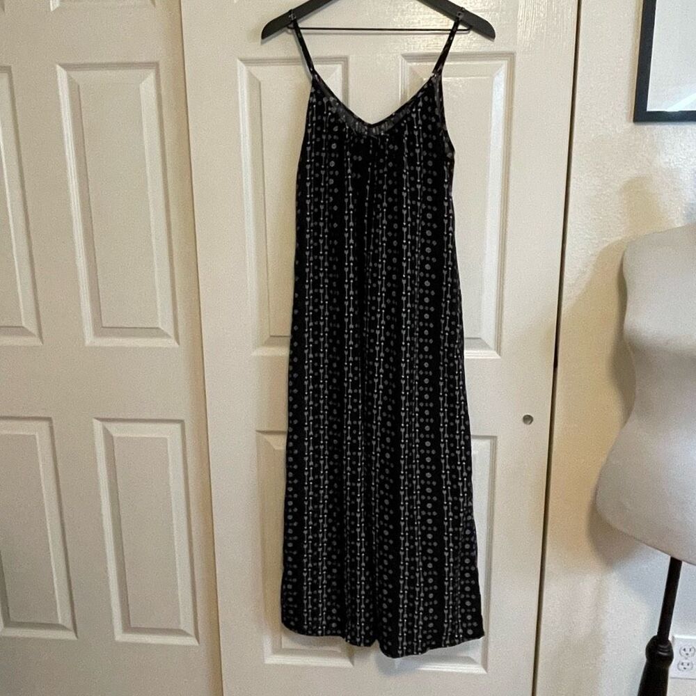Oversize Boho One Piece Black and White Print Jumpsuit Size Medium - Picture 3 of 10